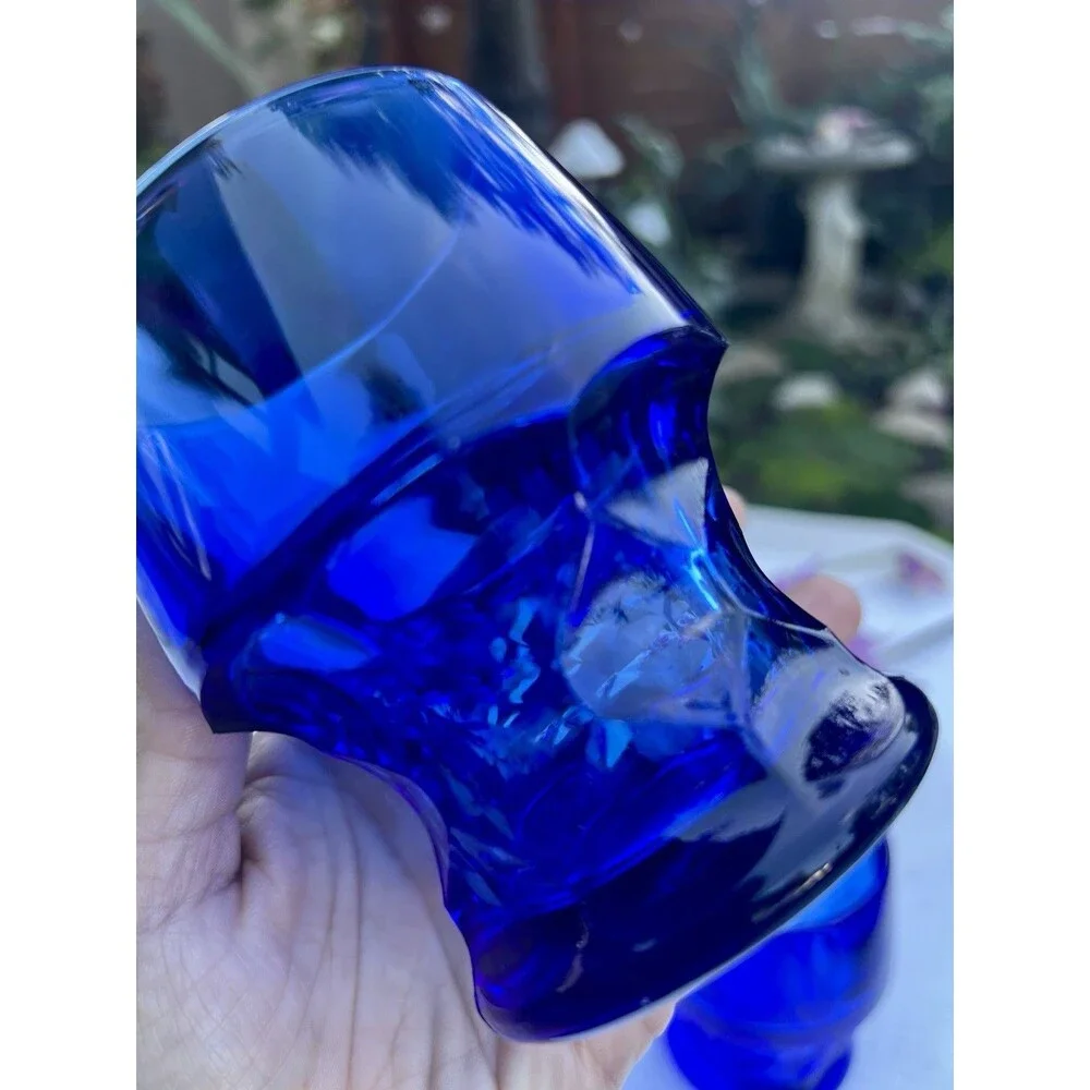 Vintage 1950’s Viking Glass Georgian Cobalt Blue Tumblers Set of 2 Mid Century